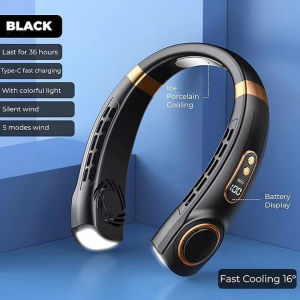 Mini Fan Neck Fan Portable Digital Display Hanging USB Leafless Lazy Cooling Fan Sports Small Electric Fan kipas eher gantung mini murah Student Office Sports Kipas Leher Gantung Kipas Malas