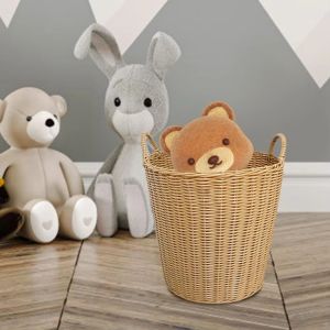 LLCY Foldable Laundry Basket Rattan-Style Woven Wicker Baskets Dirty Clothes Basket