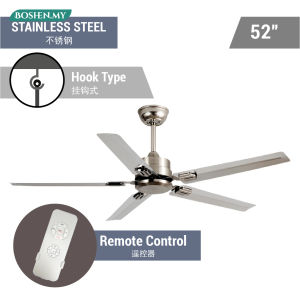 COOL POWER 42/52" Stainless Steel Remote Ceiling Fan House Bedroom Living Room Kipas Angin Siling Besi 42/52寸不锈钢遥控吊扇 G22