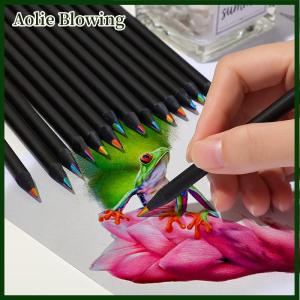 Aolie 1PC 7 màu gradient cầu vồng bút chì Jumbo màu bút chì nhiều màu bút chì cho nghệ thuật vẽ màu phác thảo ngẫu nhiên