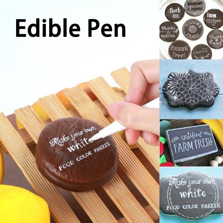 12Pcs Ultra Fine Tip Edible Markers For Cookie Decorating - Double Sided Food Grade Pens For Cakes, Easter Eggs, Macarons - 10 Colors | Buy Now With Express International Delivery