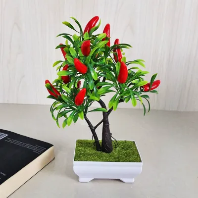 Unico PBP11 Tanaman Hias Pot Bunga Plastik Artificial Flower Ornamen Hiasan Dekorasi Rumah Bunga Cabe Jeruk Peach Buah Sayur Buatan COD