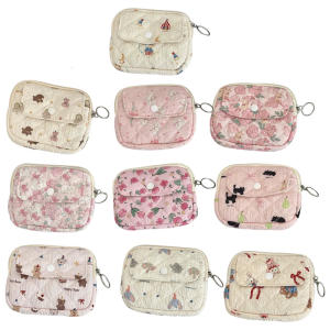 Floral Purse Small Storage Bag Cartoon Wallet Pouch Money Bag Bag Change Bag Quilted Change Purse