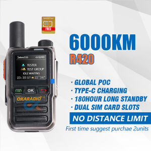 OKARADIO R420 Walkie Talkie Metal Design Global POC Radio Long Range 6000KM No Distance Limit Intercom 3000mAh Long Standby Type-C Charging Interphone