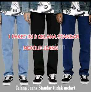 PROMO 1 PAKET ISI 3 Celana Jeans Panjang Standar Reguler Celana Panjang Standar Non Melar