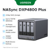 UGREEN NASync DXP4800 Plus 4-Bay Desktop NAS Intel Pentium Gold 8505 5-Core CPU 8GB DDR5 RAM 128G SSD 1 * 10GbE 1 * 2.5GbE 2 * M.2 NVMe Slots 4K HDMI Network Attached Storage (Diskless)