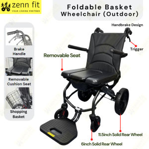 🔥READY STOCK🔥 Aluminium 11KG Lightweight Foldable Transit Wheelchair Flight Wheelchair for Travel Elderly Disable