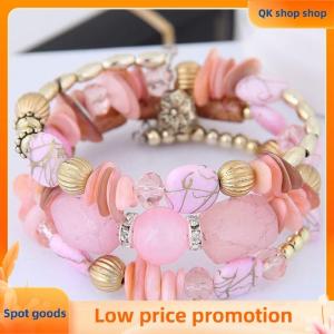 ✨QK shop✨ Bohemian Charm Beads Wrap BraceletsVintage Crystal Turquoise And Agate Beaded Multi-layered Bracelet bangle