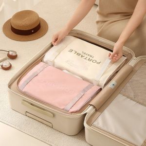 HESTING Foldable Compression Packing Cube Space Saving Large Capacity Clothing Storage Bag Portable Press Board Travel Organizer Bag Business Travel