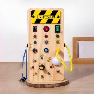 Montessori Busy Board Sensory Toys Wooden With LED Light Switch Control Board Travel Games