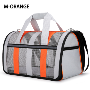Cat Pet Bag With Diagonal Cross For Outdoor Use Foldable Large Capacity Portable Bag Breathable All Season Universal Mesh Striped Cat And Dog Backpack Zippered Closure Handbag Small Dog Pet Supplies ﻿