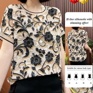 Lightweight 3D printed shirt with fashionable round neck