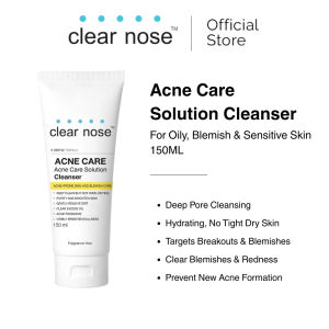 Clear Nose Acne Care Cleanser 150ml for Oily Sensitive Blemish Skin deeply cleanse pore dirt control excess facial oil clean acne & red marks moisturize without tightness brighten dull complexion inhibit new acne growth