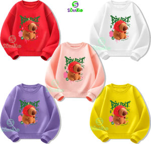 Set 3 Áo cho bé Sweater bé trai va bé gái in hình capybara nón đỏ từ 6kg-32kgATD05