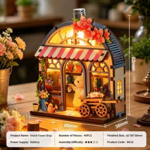 MUSASI Gỗ dán tủ lạnh 3D Chạy bằng pin Tự lắp ráp dán tủ lạnh trang trí Quà tặng có đèn LED dán tủ lạnh Trang trí tủ lạnh