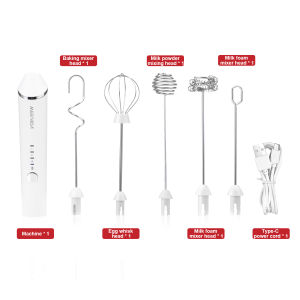 MEEVIDA 6pcs Household Electric Milk Frother Stainless Steel Coffee Frother Handheld Egg Beater Wireless Milk Frother