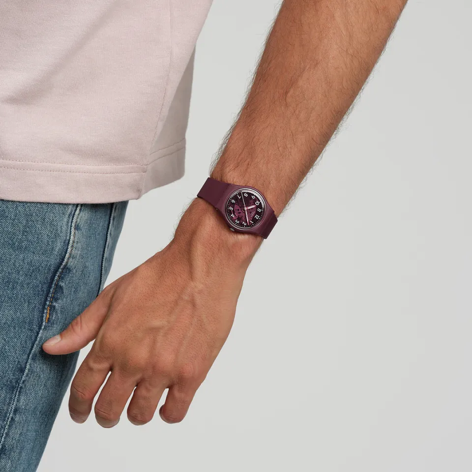 Swatch Gent THRU THE CROWN GLASS SO28R115 Red Bio-Sourced Strap