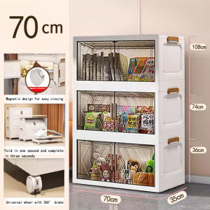 L60-70cm (3-5 Layers) Double Doors Storage Box Multipurpose Stackable Foldable Storage Cabinet