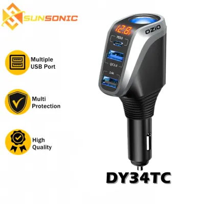 OZiO Multifunctional Quick Charge Device 12-24V with Voltage Display Car Charge Adapter for Car Truck and SUV RV
