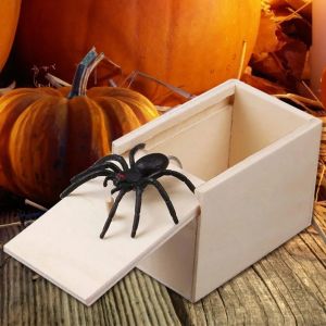 Fun Scare Wooden Spider Box Toys Multi-Purpose Funny Pranks Surprise Spider Box Atmosphere Toys Realistic Prank Toy