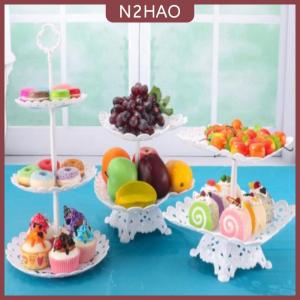 N2HAO  1 2 chiếc đĩa bánh đứng đĩa ăn vặt bánh cupcake giỏ trái cây sáng tạo Ba Tầng