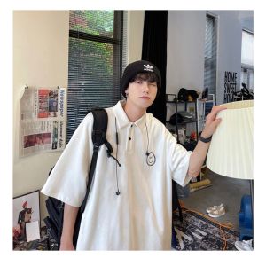 Áo Polo tay lỡ form Oversize hoạ tiết hình mặt cười phong cách trẻ trung năng động nam nữ đều mặc được