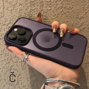 Case Magsafe For IP X / XS / XS MAX / XR / 11 / 11 PRO / 11 PRO MAX / 12 / 12 PRO / 12 PRO MAX / 13 / 13 PRO / 13 PRO MAX / 14 / 14 MAX / 14 PLUS / 14 PRO / 14 PRO MAX 15 15 PRO 15 PLUS 15 PRO MAX - DEEP PURPLE MAGSAFE EDITION MATTE  CLEAR ACRYLIC
