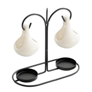 Double Hanging Ceramics Essential Oil Melt Warmer Diffuser Aromatherapist Tealight Holder Rack for Home Decors