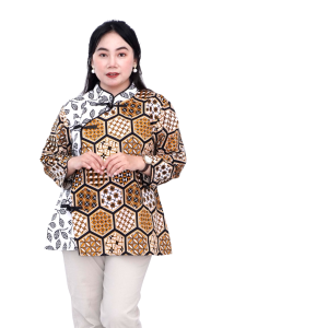Atasan Batik Big Size Blouse Wanita Jumbo L-XL-2L-3L-4L-5L-6L-7L Blus Model Big Kantor Seragam Batik / Atasan Kerja Formal Big Size / Pakaian Batik LD 10 Seragam Kantor Model