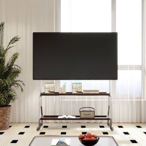 รุ่นหนาพิเศษขาแขวนทีวีตั้งพื้น ขาตั้งทีวีไม้ ขาตั้งทีวีล้อเลื่อน 28-75นิ้ว โครงสแตนเลสเกรด รับน้ำหนักสูงสุด 80kg y