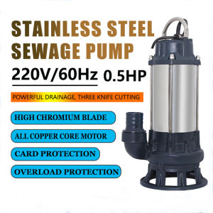 220V Stainless steel submersible pump cutting sewage pump corrosion-resistant high head pump