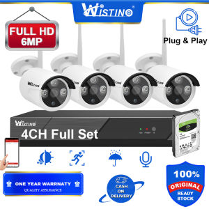 【Local Stock】Wistino Plug and Play HD 3MP 6MP Wireless CCTV System 4CH NVR Kit P2P Outdoor Waterproof IR Night Vision CCTV Security Full Set For Home or Store