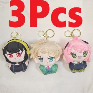 1/3Pcs Cute Anime Family Plush Doll Keychain Soft Cotton Stuffed Bag Charm Kawaii Cartoon Pendant Gift For Fans