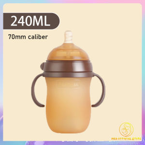 Two Color Silicone Baby Milk Bottle With Gravity Ball Straw Removable Cleaning Anti-colic Anti-falling bottle150/240ML