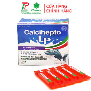 Canxi Calcihepto LP - Bổ sung canxi hữu cơ vitamin D3 K2 an toàn hiệu quả cho bé từ 6 tháng tuổi - bé cao lớn răng chắc khỏe ngăn ngừa còi xương - Hộp 20 ống