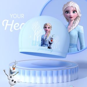 หมวกว่ายน้ำสำหรับเด็ก Disney Disney Disney Disney Disney เด็กหญิงเด็กชายผ้ากันแดดรัดคอสไตล์ใหม่น่ารักสำหรับผมยาวมืออาชีพ