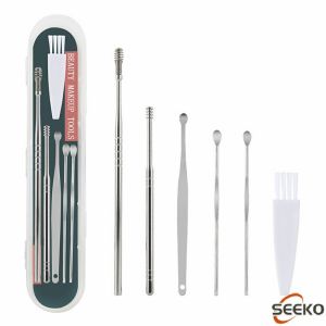Seeko 6pcs/set Portable Stainless Steel Ear Cleaning Brush Wax Remover Curette Ear Cleaner