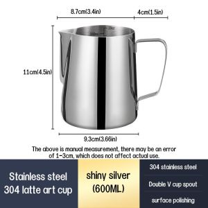 Gemilai Milk Sparkling Cup Latte Art Food Grade Stainless Steel Home Coffee Essential 350ML/600ML Capacity Optional