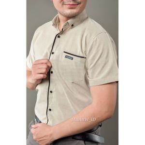 kemeja pria polos cassual model list simple lengan pendek masa kini hits model kemeja terbaru terpopuler size[m-xxxxl big size]
