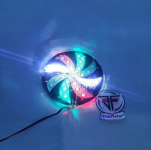 Lampu LED Stop Kipas Kedip Putar-putar 8cm RGB Lampu Variasi Motor Mobil DC 12 volt Lampu Led Kipas Strobo