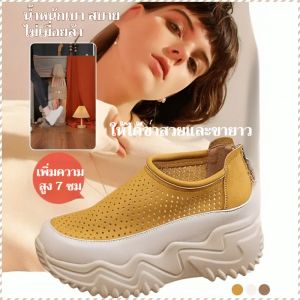 รองเท้าลำลองพื้นหนาตาข่ายสำหรับฤดูร้อน รองเท้ากีฬาบาง น้ำหนักเบา สวมใส่สบาย ดูดซับแรงกระแทก ระบายอากาศและดูดซับเหงื่อ