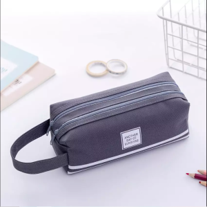 ezstationery Ready Stock Large Double Layer Pencil Case Double Zip Canvas Pen Pouch Pen Holder Bag School Stationery Kotak Pencil