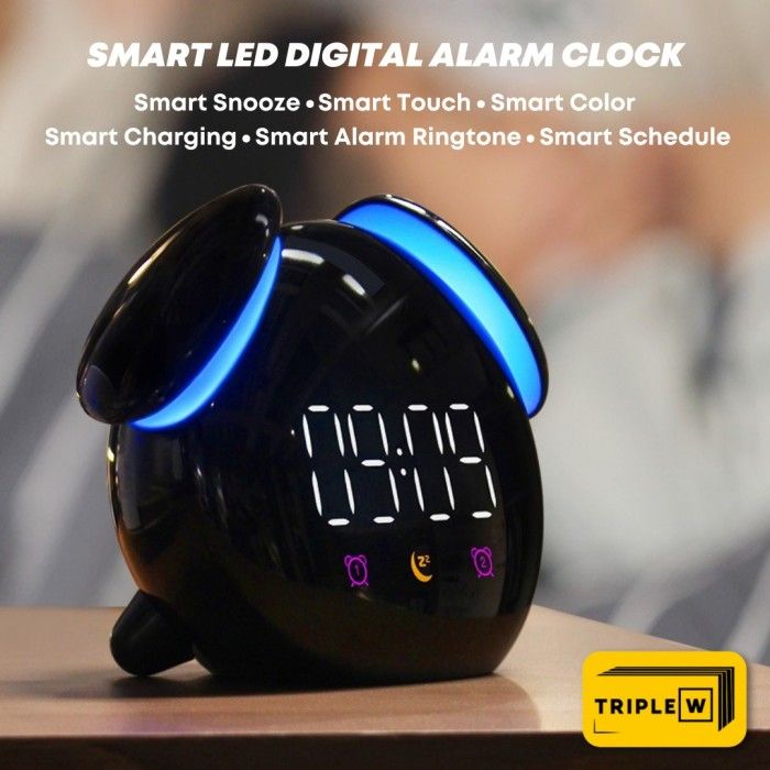 PROMO- TRIPLE W SMART LED DIGITAL ALARM CLOCK JAM MEJA WEKER LAMPU TIDUR- Picture Store