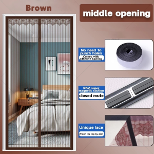 Magnetic Screen Door Curtain Diamond Mesh Anti-Mosquito Net Fly Insect Screen Mesh 80/90/100/110/120/180/220cm*21cm
