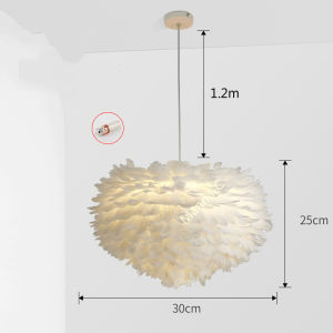 Nordic Style Feather Ceiling Lamp LED Pendant Feather Lamp Bedroom Decoration Lamp Showroom Fashion Simple Feather Ball Lighting Romantic Dreamlike Feather Drop Light