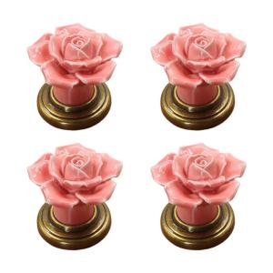 4 cái thủ công Florals gốm xử lý cho tủ tủ quần áo tủ quần áo mạnh mẽ hợp kim kẽm phần cứng trang trí hiện đại
