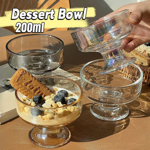 Baete 200ml Glass Ice Cream Cup Dessert Pudding Bowl Multifunctional Glass Food Cup for Cocktail Party 1Pc