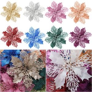 VJADM5 Plastic Glitter Year Decor Home Xmas Ornaments Christmas Tree Decorations Fake Flowers Christmas Flowers