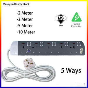 3/4/5 Gang Extension Trailing Socket 3000WATT with Neon Plug Adaptor Surge Protect with SIRIM