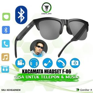 Bluetooth Headset Kacamata Stereo Musik MP3 F-06 TWS Panggilan Bebas Genggam Wireless Nirkabel Waterproop Smart Glassses Kaca Mata Hitam Pintar Olahraga Sports Kacamata Headset Unik Earphone Headphone Murah Terlaris